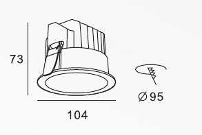 MKR-231: dış çap 104 mm, yükseklik 73 mm, kesim 95 mm