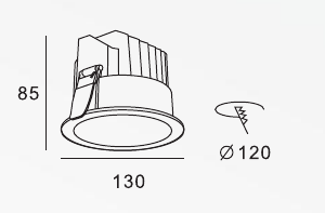 MKR-232: dış çap 130 mm, yükseklik 85 mm, kesim 120 mm