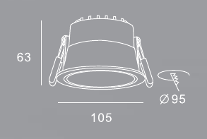 MKR-301: dış çap 105 mm, yükseklik 63 mm, kesim 95 mm