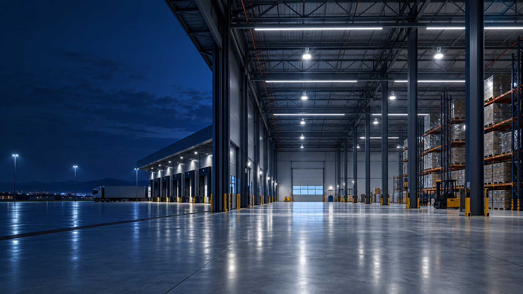 Gate Lighting ile aydınlatılmış modern endüstriyel tesis